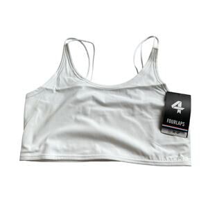 FOURLAPS Poise Longline Bra Basic‎ White Women's Size Large NWT Run Low Impact
